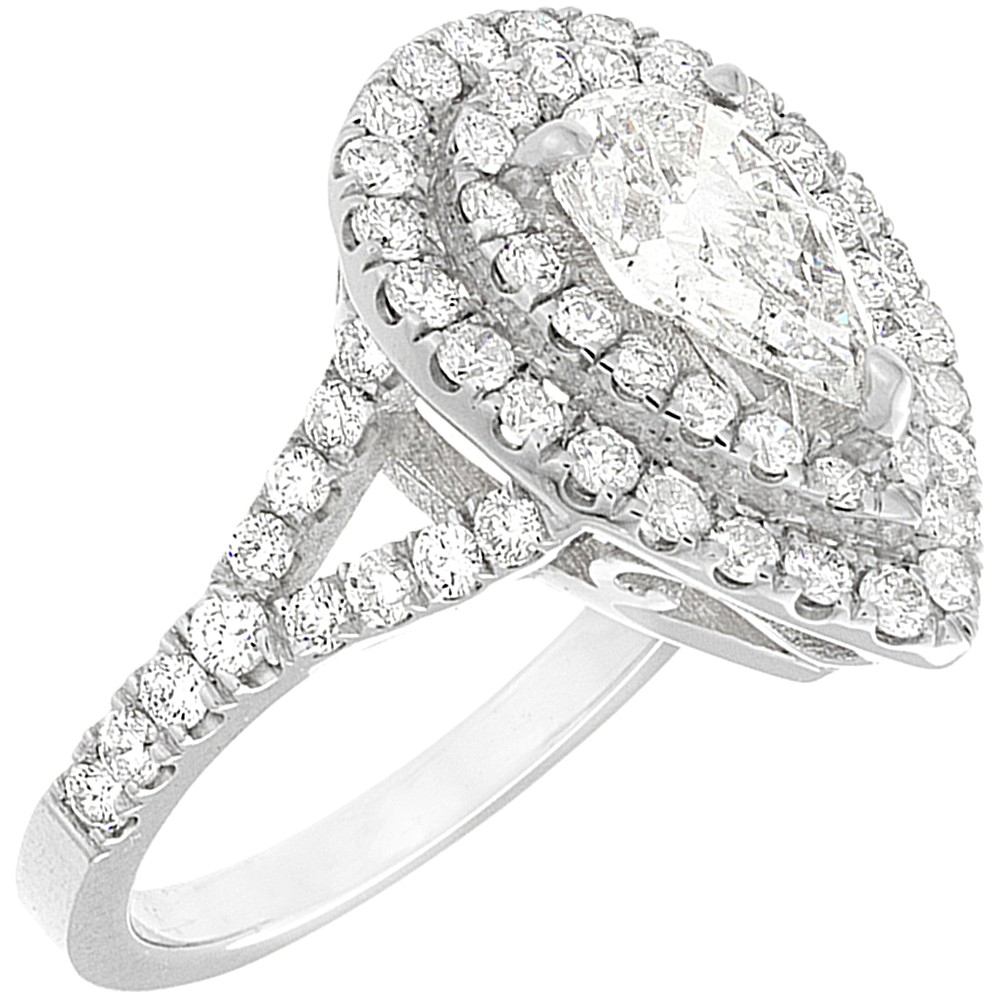 Pear Shape Double Halo Ring